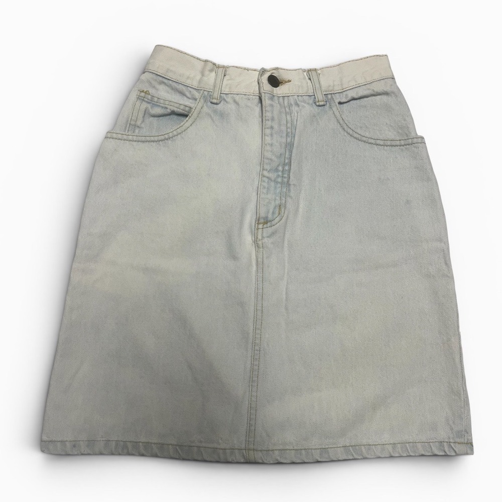 Vintage 80s Georges Marciano for Guess Light Wash Denim Mini Skirt Size 27